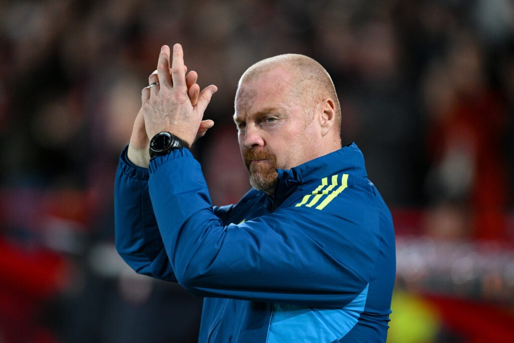 Sean Dyche, Nottingham Forest head coach, applauds his team's supporters