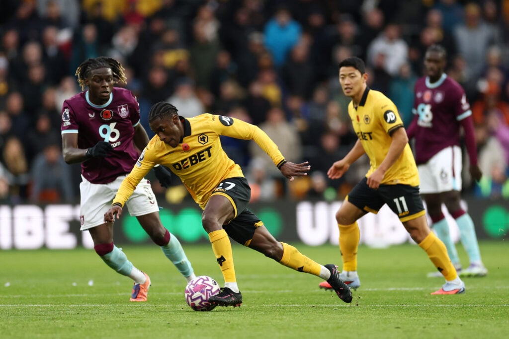 Jean-Ricner Bellegarde carrying the ball for Wolves.