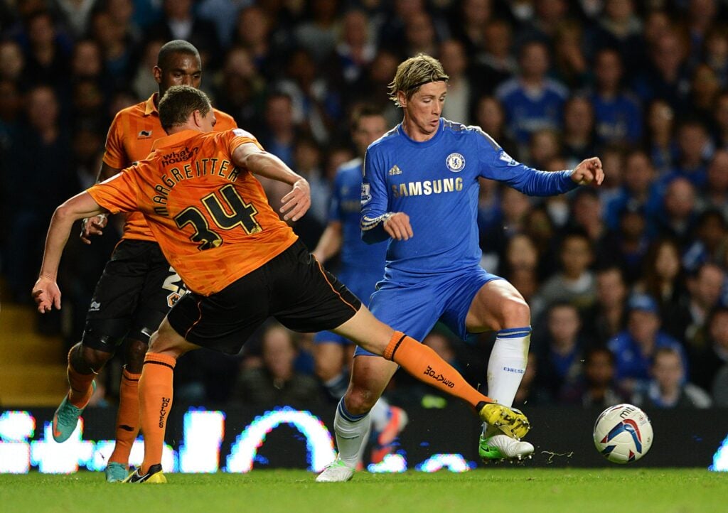 Fernando Torres on the ball for Chelsea against Wolves.