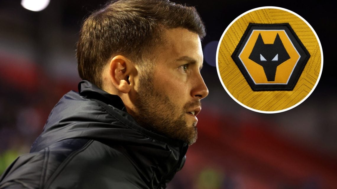 Main: Fabian Hurzeler, Manager of Brighton & Hove Albion looks on Overlay: Wolves crest