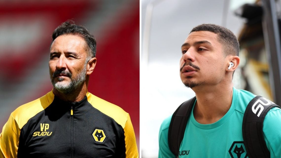 Wolves manager Vitor Pereira puts his hands behind his back (left), Andre steps off the Wolves team coach (right)