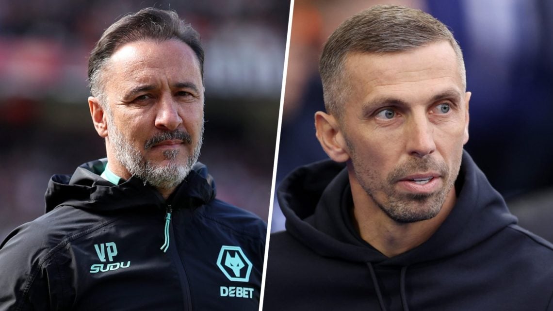 Left: Vitor Pereira looks on as Wolves manager Right: Gary O'Neil looks on as Wolves play in the Premier League