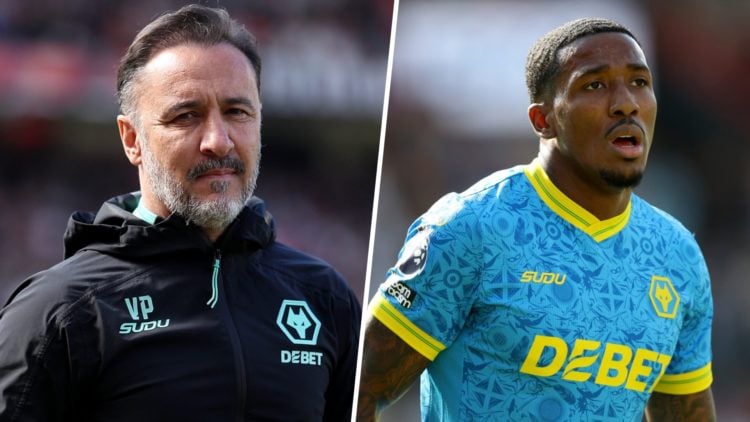 Left: Vitor Pereira looks on as Wolves head coach Right: Jackson Tchatchoua in action for Wolves