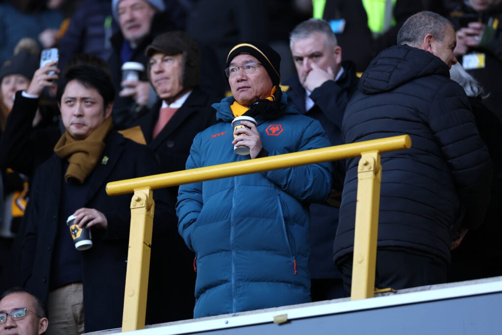 Wolves owner Guo Guangchang looks on at Molineux.