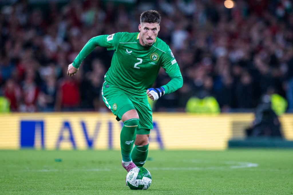 Matt Doherty dribbling with the ball for Ireland