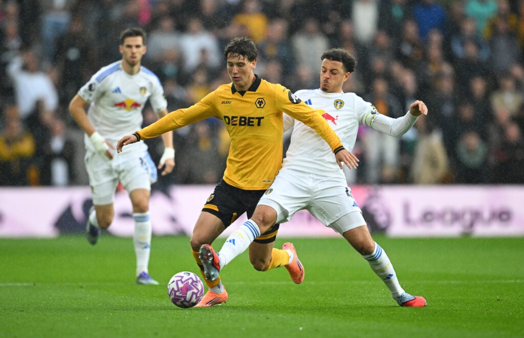 Fer Lopez dribbling the ball for Wolves.