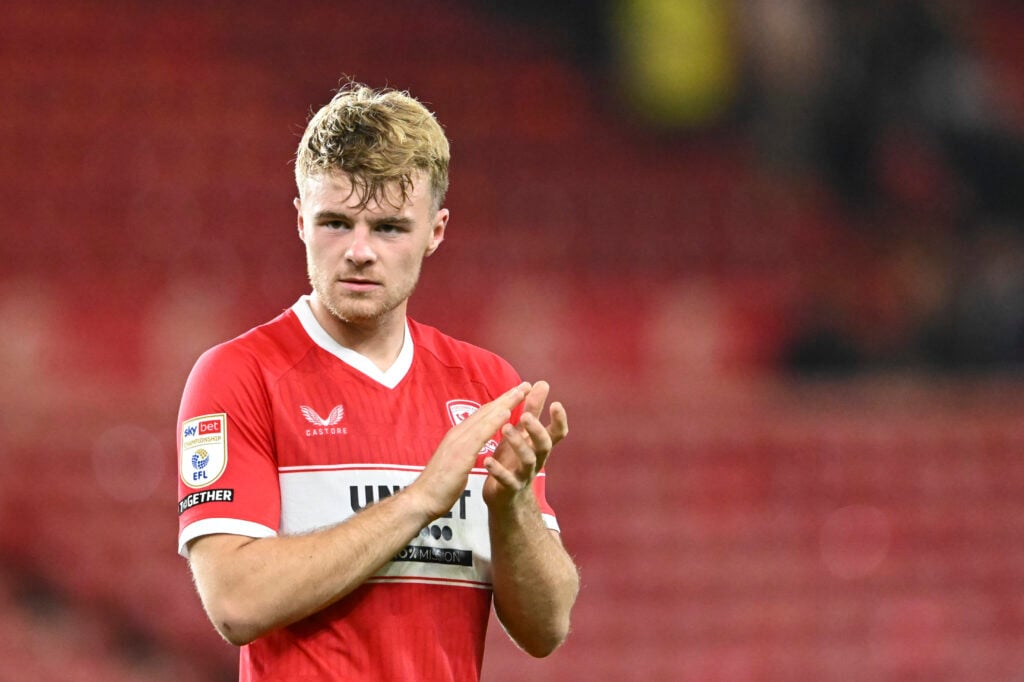 Tommy Conway claps while playing for Middlesbrough.