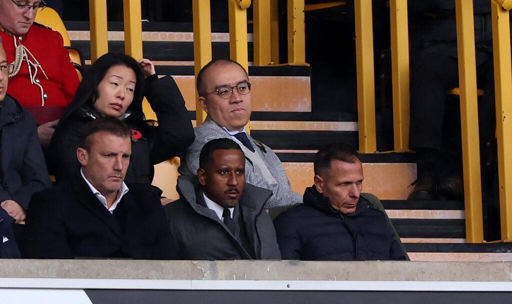 eff Shi, (top right) the Wolverhampton Wanderers CEO looks on during the Premier League match between Wolverhampton Wanderers and Burnley