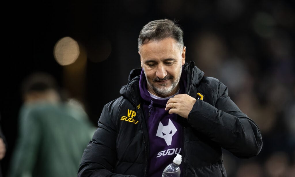 Vitor Pereira looks down while managing Wolves.