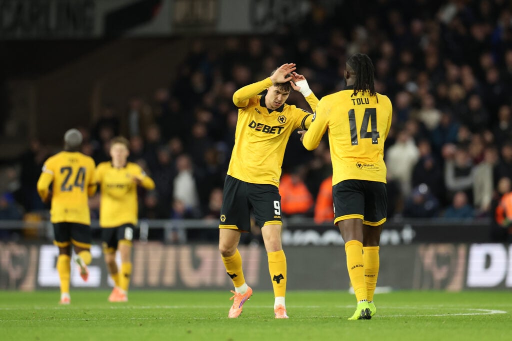 Tolu Arokodare and Jorgen Strand Larsen playing for Wolves