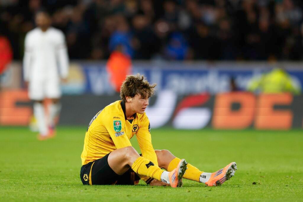 Fer Lopez looks dejected while playing for Wolves.