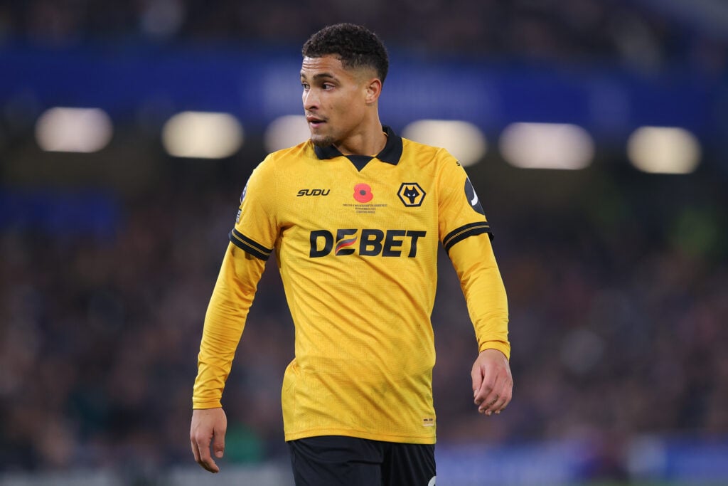 Joao Gomes playing for Wolves.