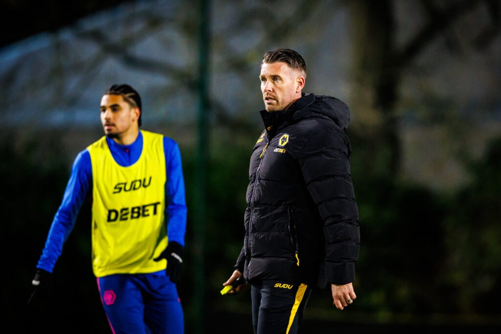 Rob Edwards takes Wolves training at Compton Park