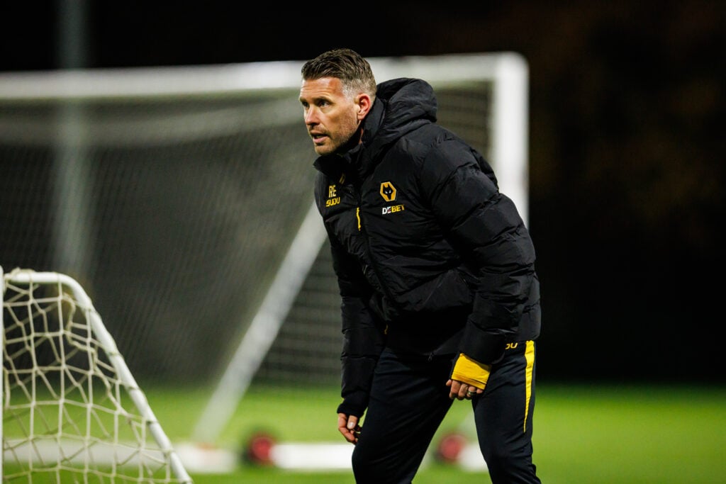 Rob Edwards takes training with Wolves