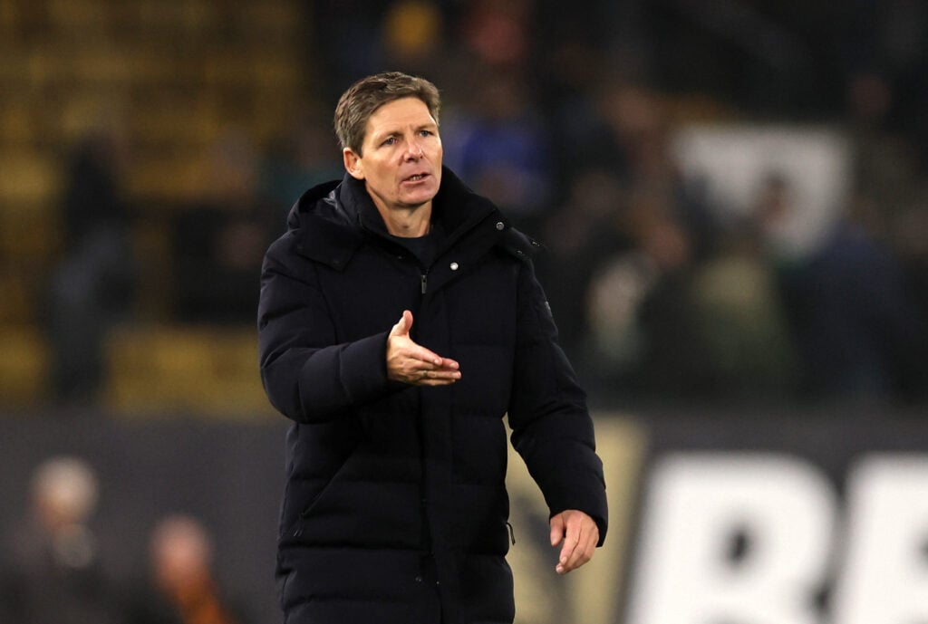Oliver Glasner on the pitch at Molineux