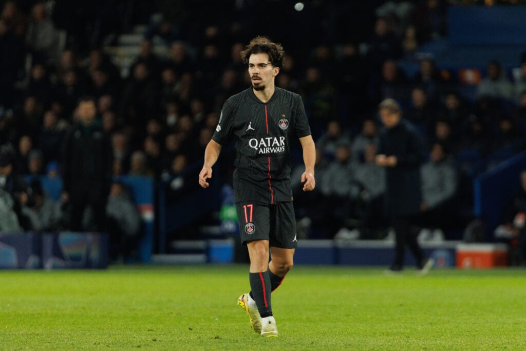 Vitinha in action for PSG in the Champions League against Tottenham