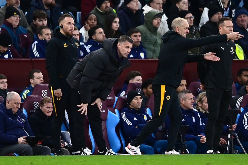 Rob Edwards at Villa Park as Wolves head coach