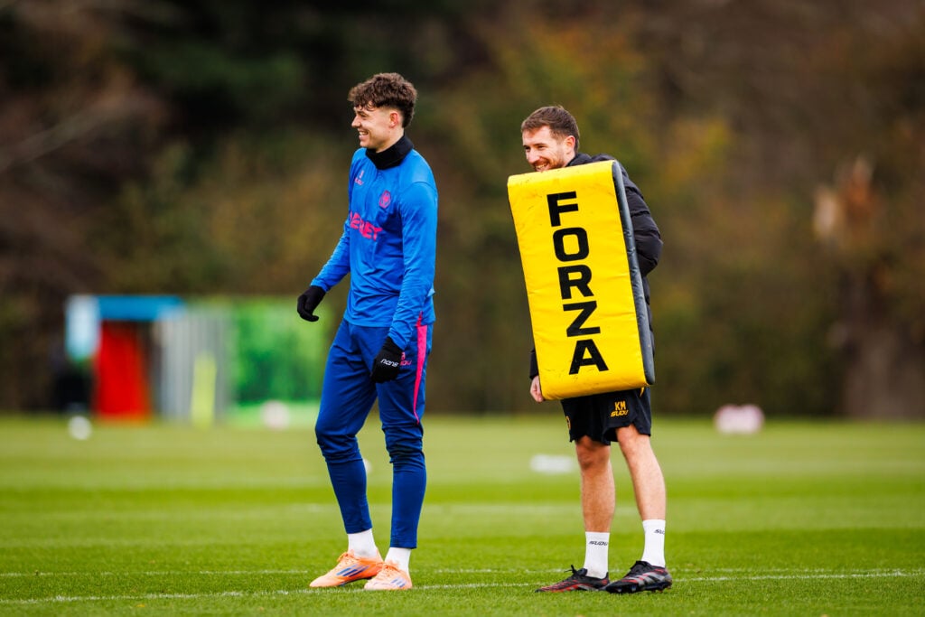 Jorgen Strand Larsen in training ahead of playing Aston Villa