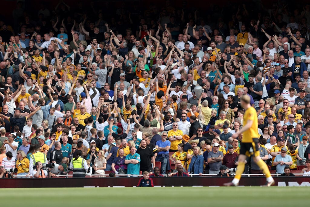 Wolves supporters at the Emirates
