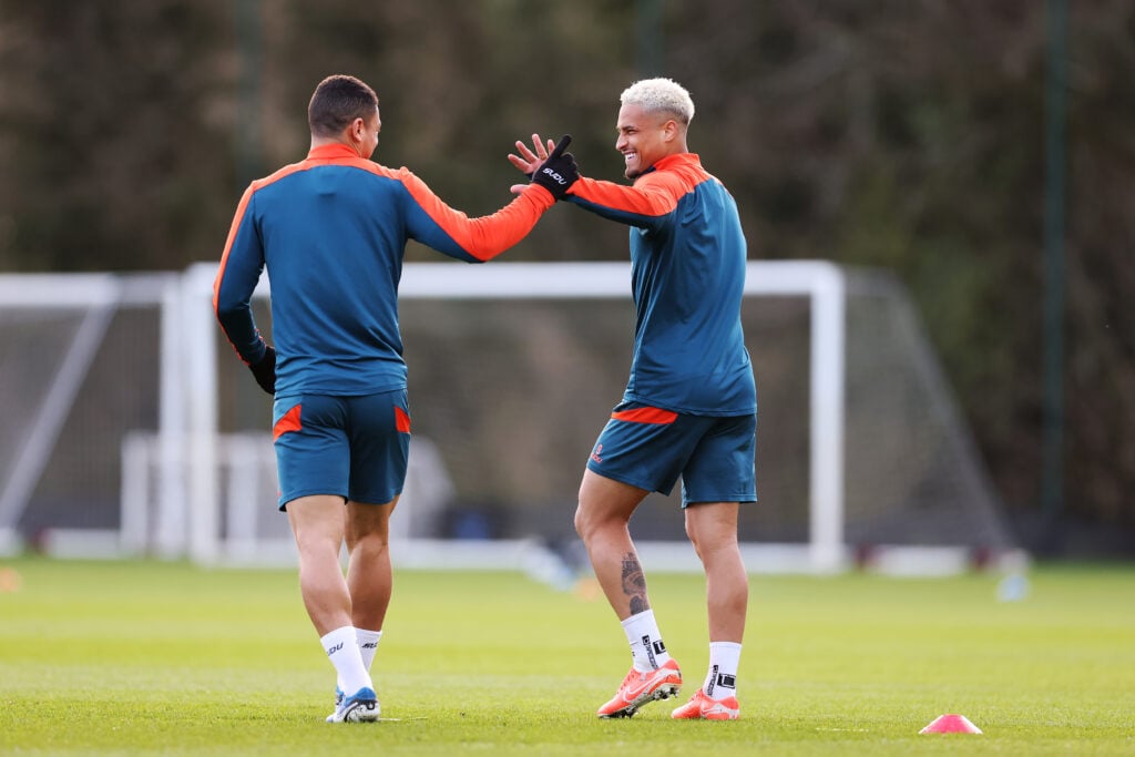 Andre and Joao Gomes in Wolves training.