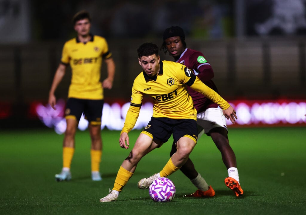 Enso Gonzalez on the ball for Wolves' U21s.