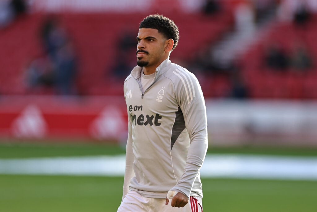Morgan Gibbs-White warming up for Nottingham Forest.