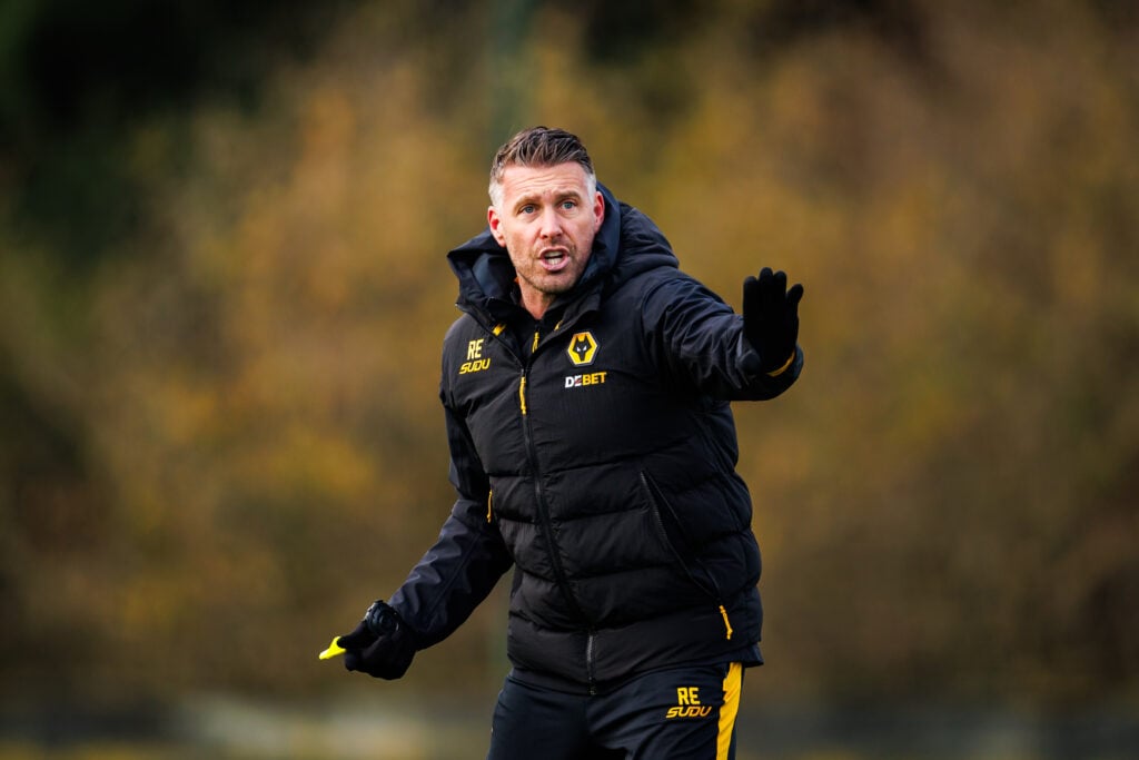 Rob Edwards takes training at Wolves.
