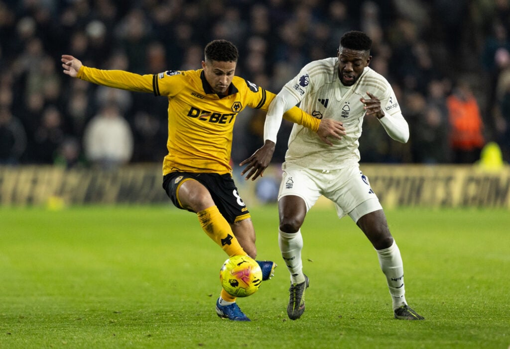 Joao Gomes on the ball for Wolves.