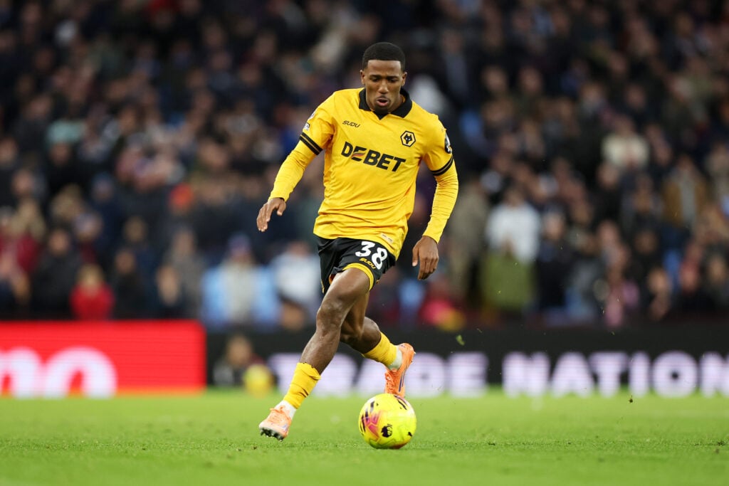 Jackson Tchatchoua playing for Wolves.