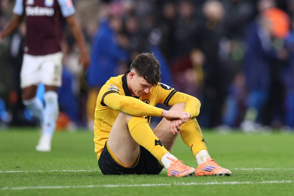 Jorge Strand Larsen looks dejected.