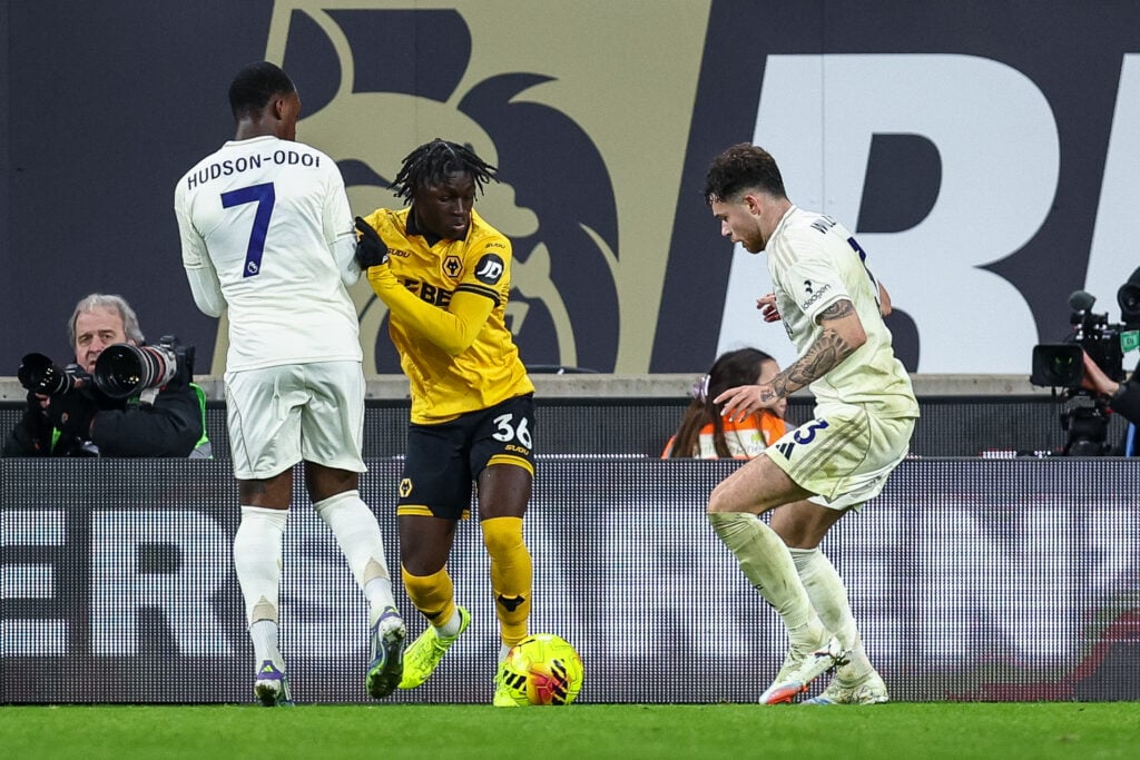 Mateus Mane playing for Wolves against Nottingham Forest.