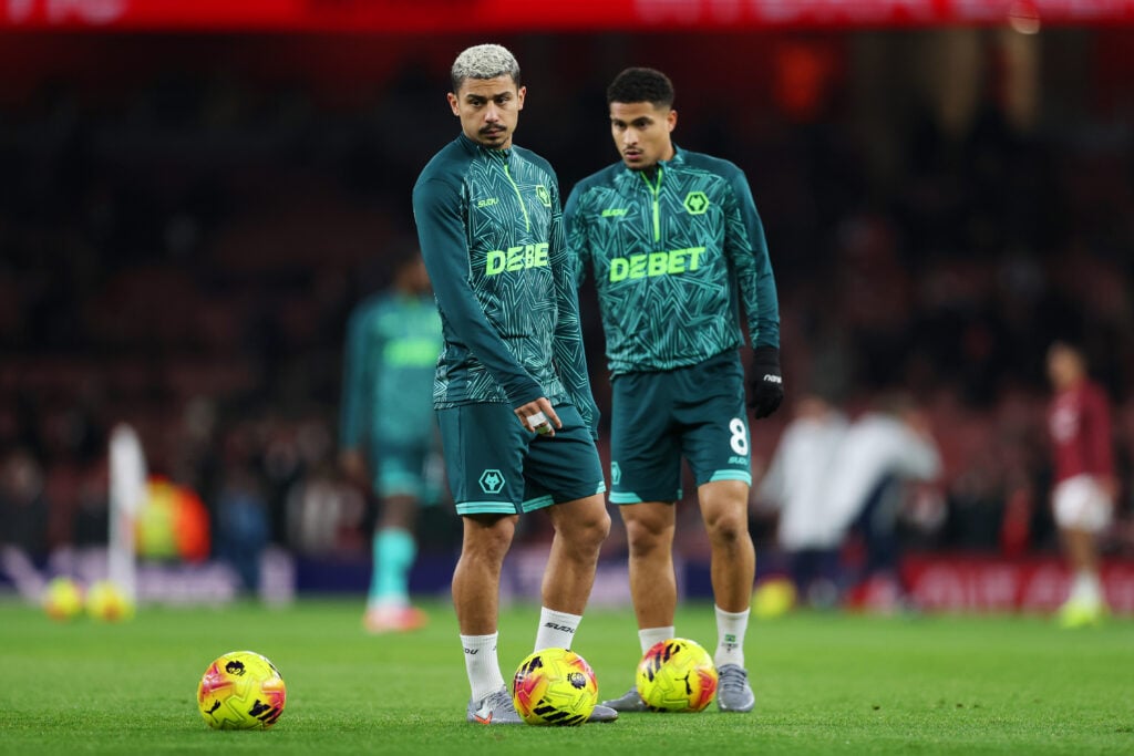 Andre and Joao Gomes warming up for Wolves.