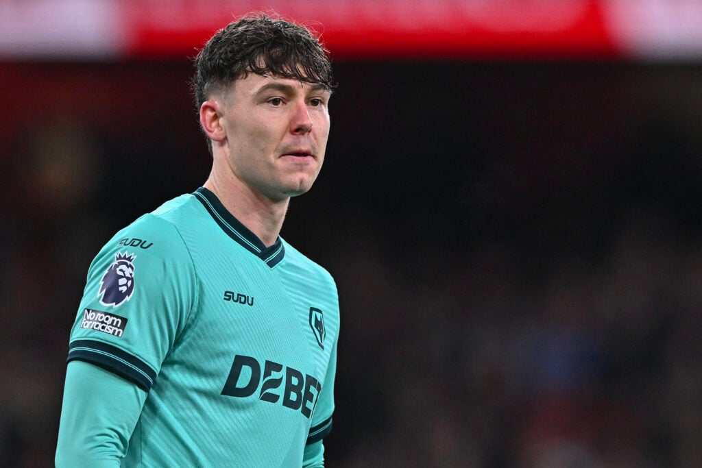 Jorgen Strand Larsen playing for Wolves.