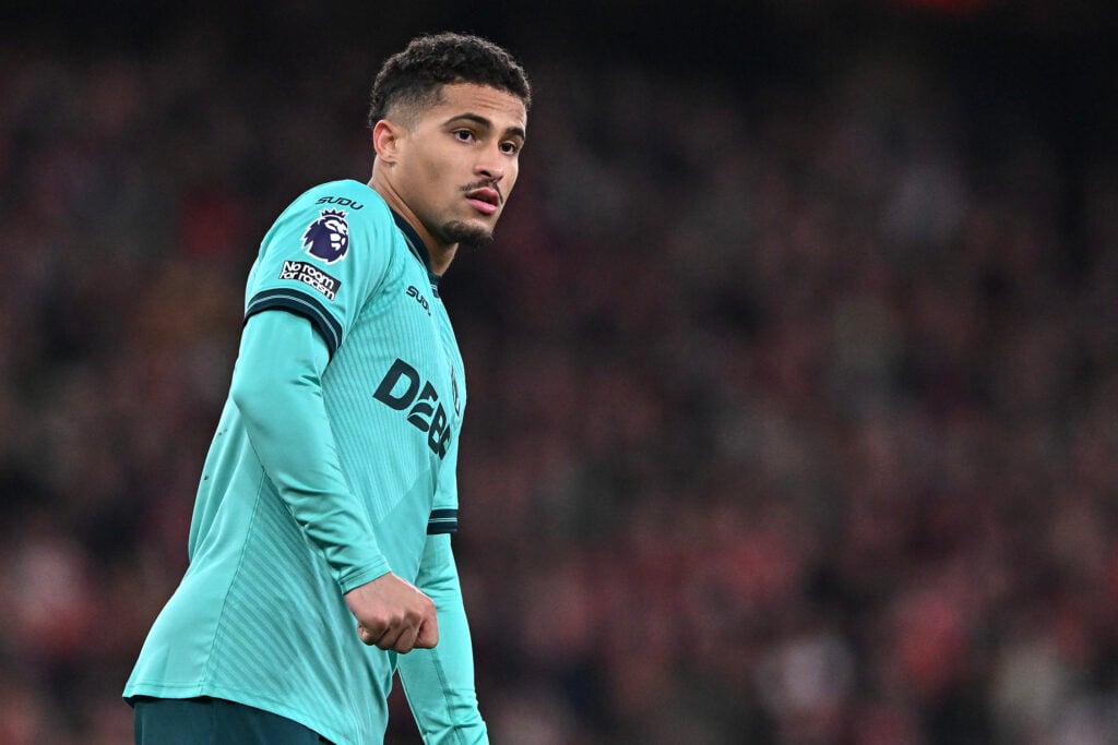 Joao Gomes playing for Wolves.