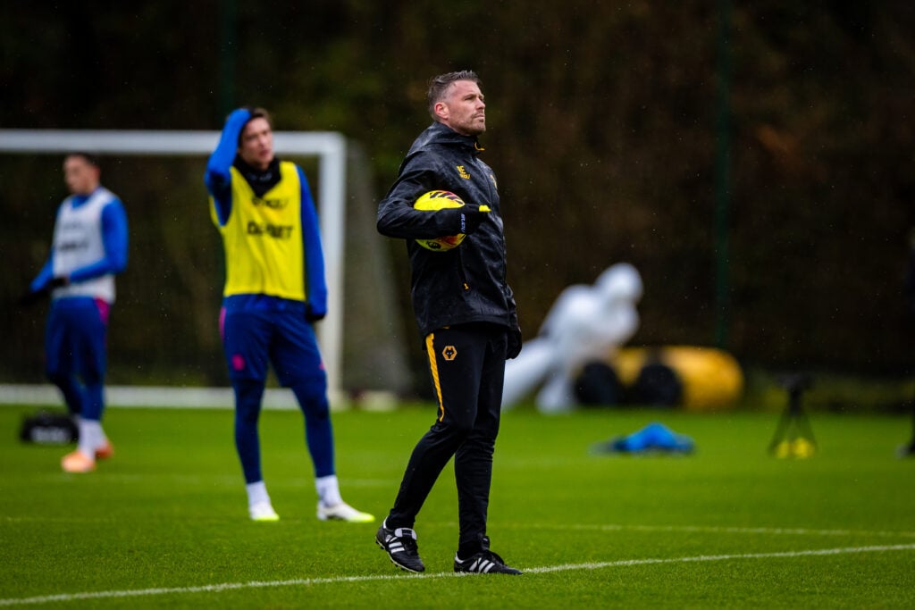 Rob Edwards, Manager of Wolverhampton Wanderers during a training session at Sir Jack Hayward Training Ground