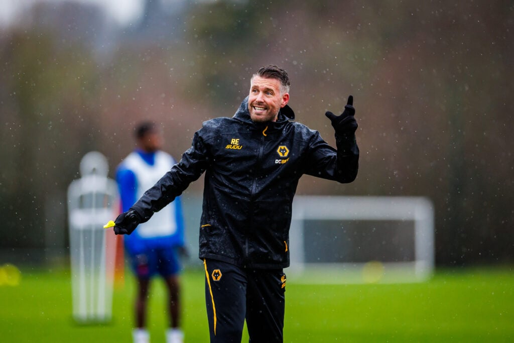 Rob Edwards on the training pitches at Compton Park.