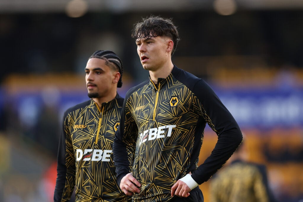 Jorgen Strand Larsen ad Ki-Jana Hoever look in.