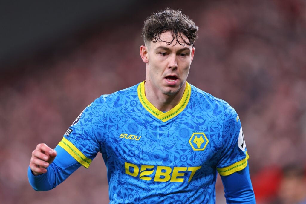 Jorgen Strand Larsen playing for Wolves.