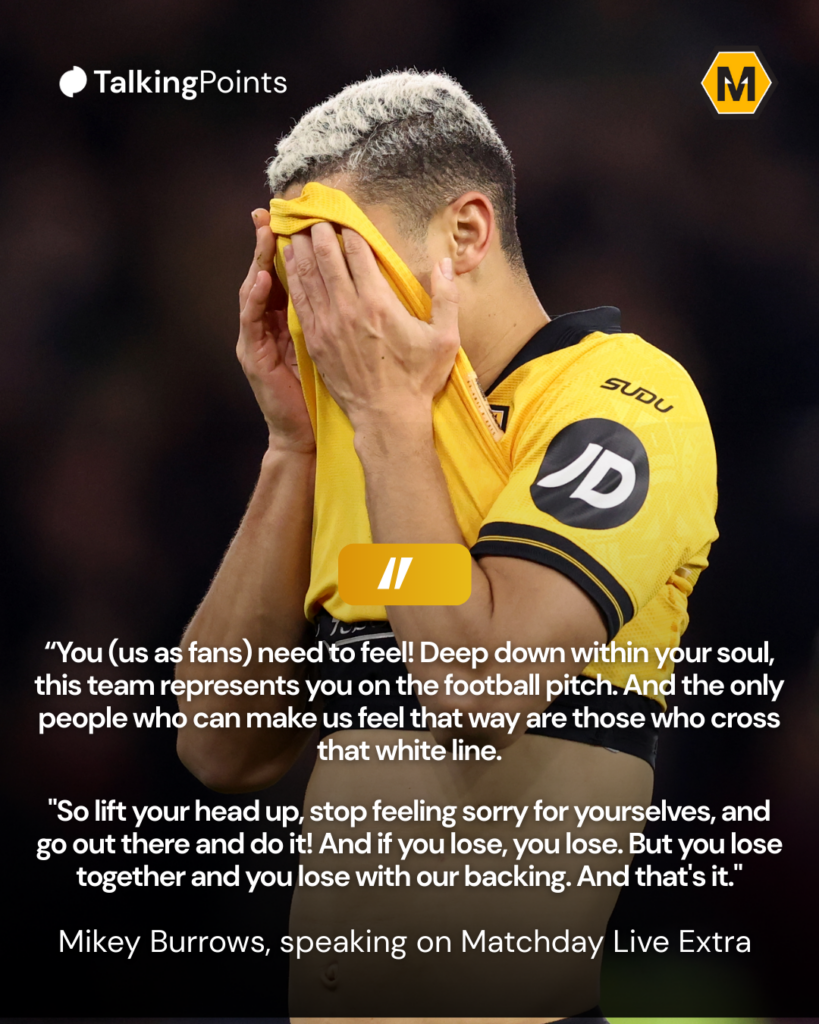 A custom graphic showing some comments made by Mikey Burrows.