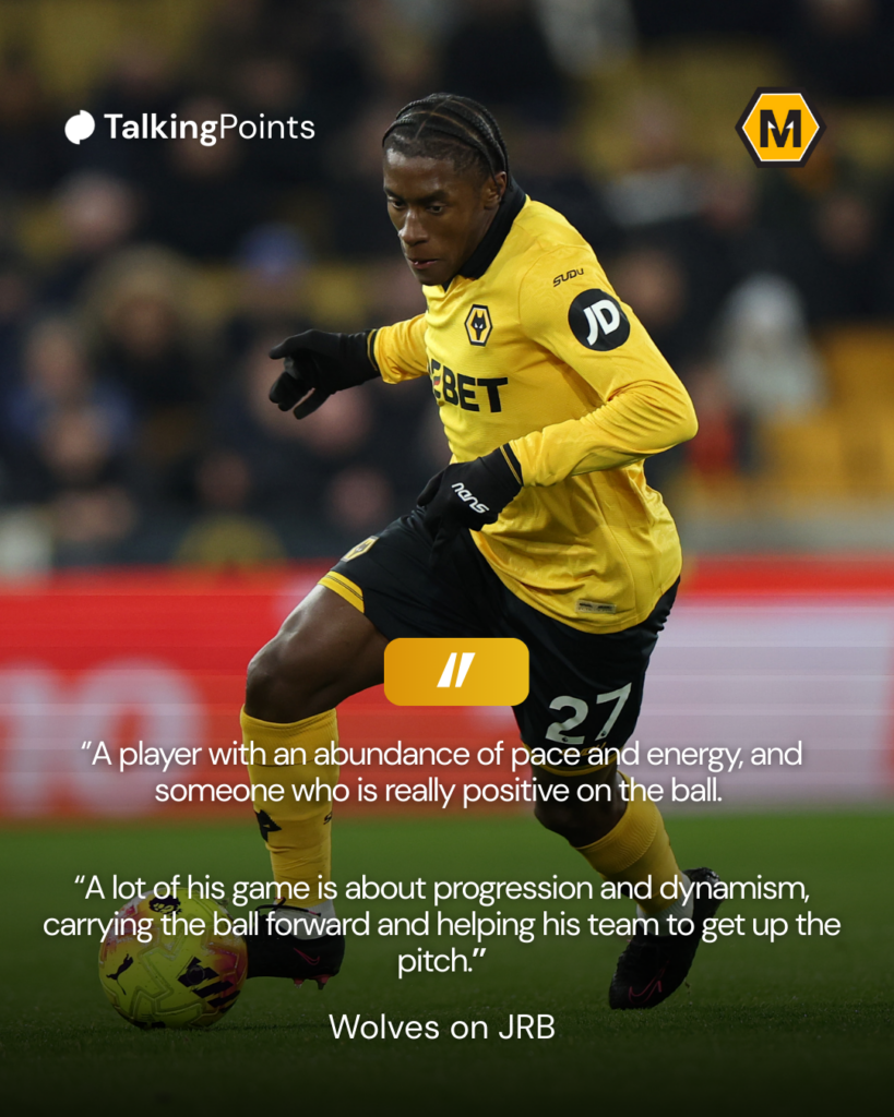 A custom image showing what Wolves said about Jean-Ricner Bellegarde.