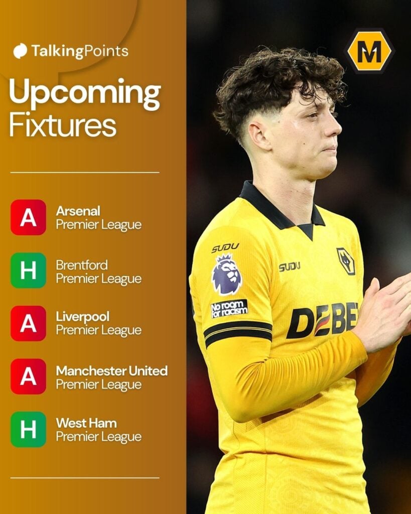 Wolves' next five matches