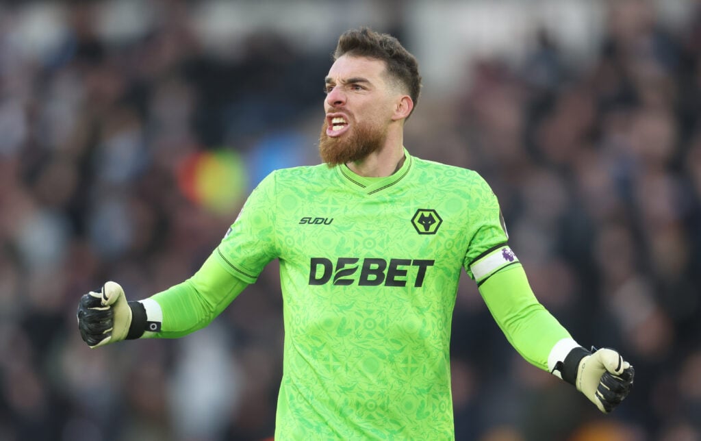 Jose Sa celebrates a Wolves win as captain.