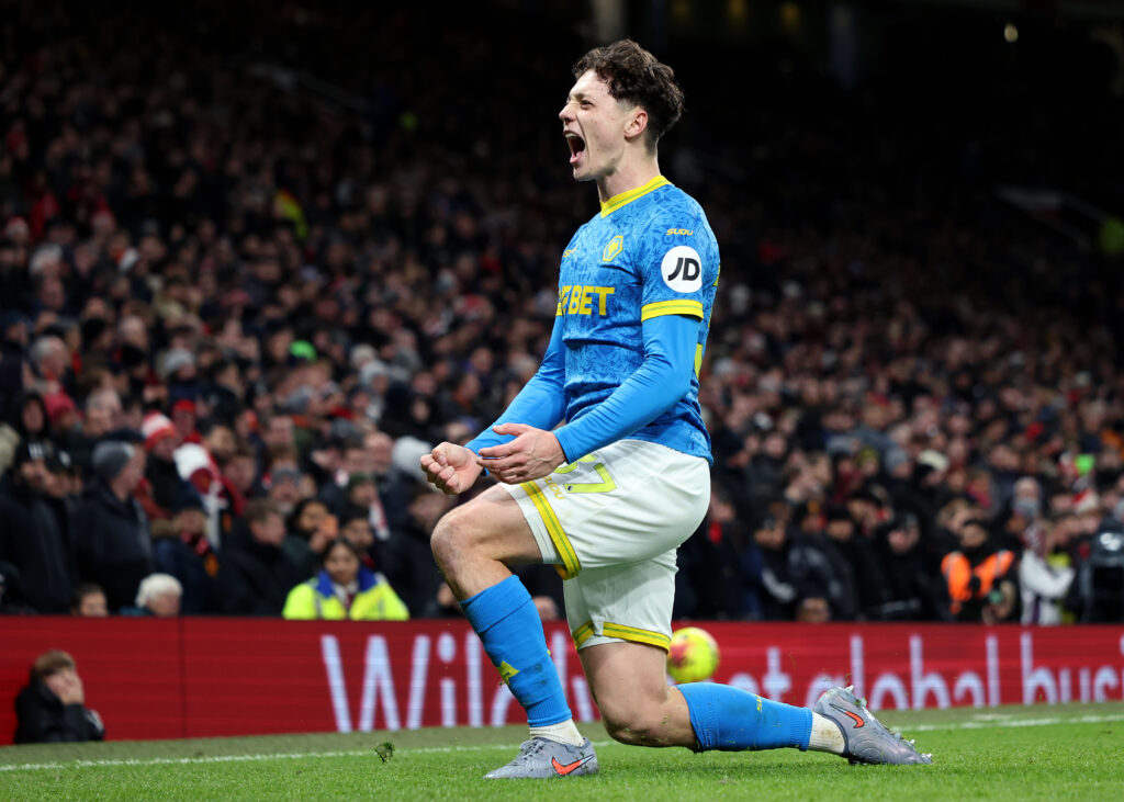 Ladislav Krejci celebrates goal against Manchester United