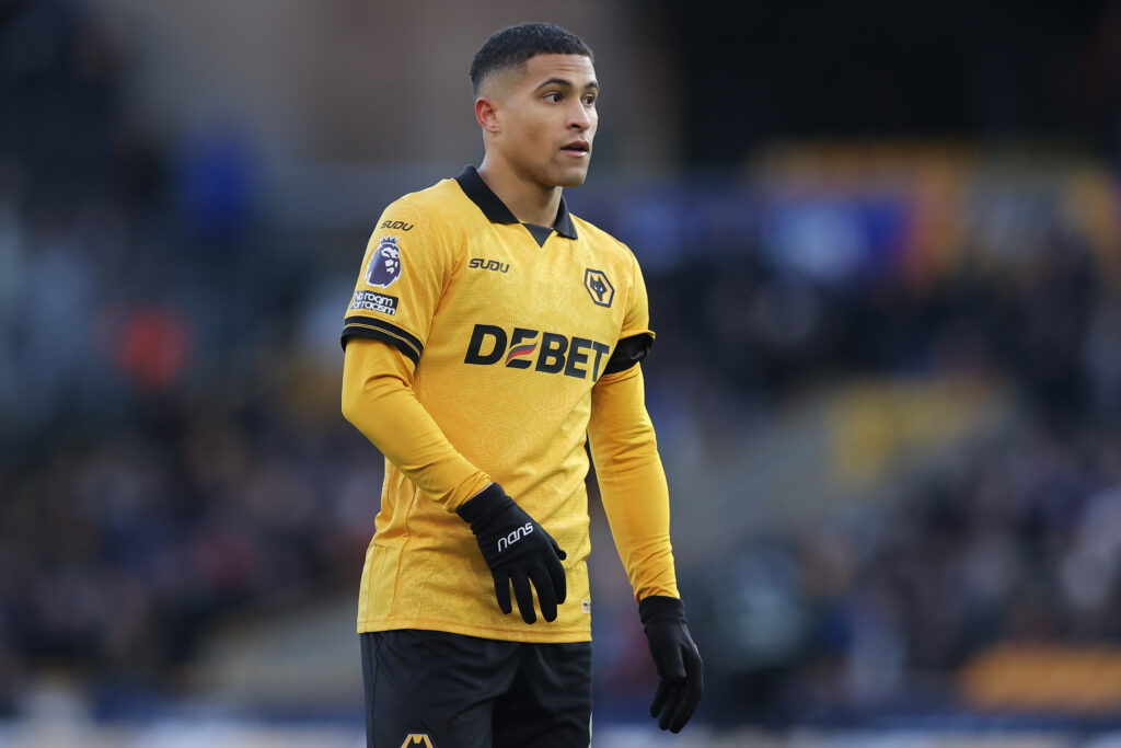 Joao Gomes playing for Wolves.