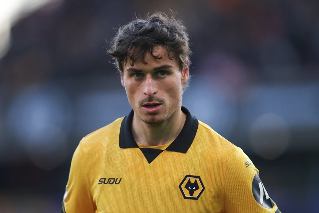 Hugo Bueno looks on while playing for Wolves.
