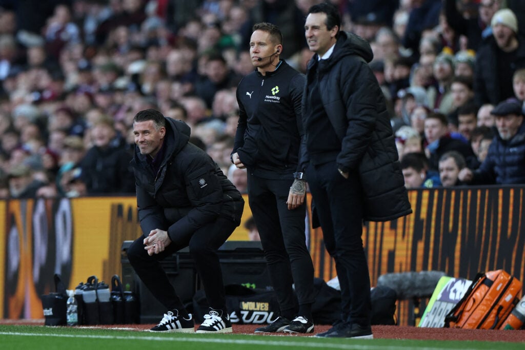 Rob Edwards managing Wolves against Aston Villa.