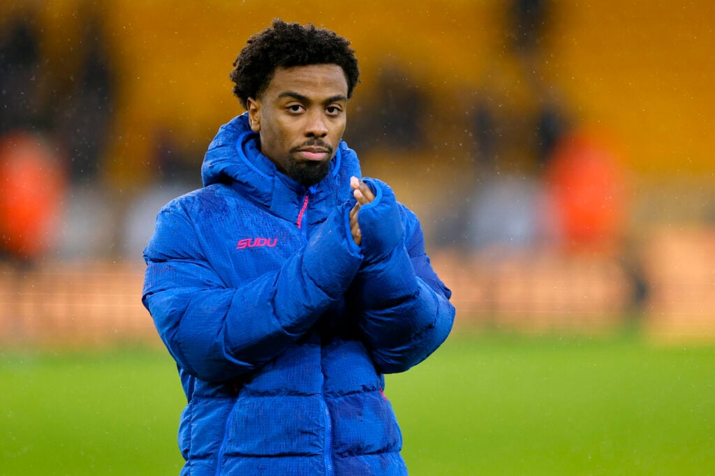 Angel Gomes warming up for Wolves.