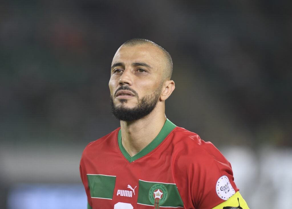 Romain Saiss playing for Morocco.