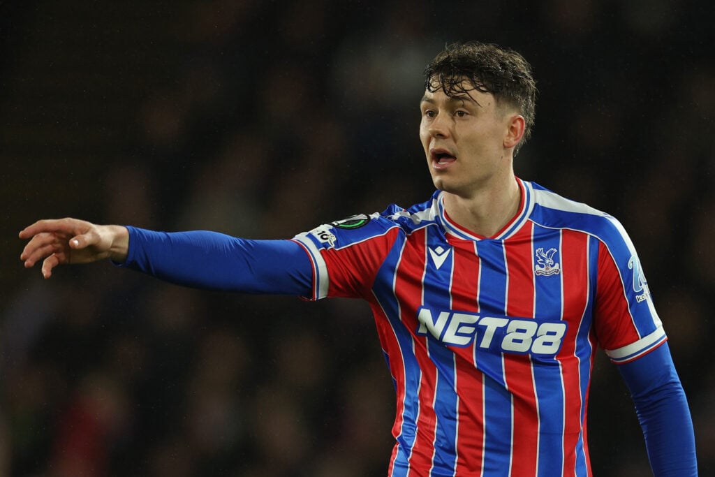 Jorgen Strand Larsen pointing the way for Crystal Palace.