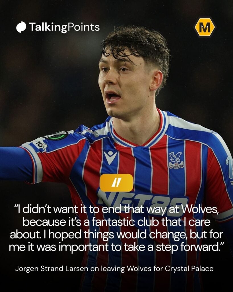 Jorgen Strand Larsen quote graphic.